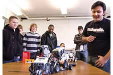 Students with robot